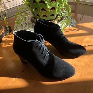 NWT - Wide Isaac Mizrahi black suede lace-up ankle boots